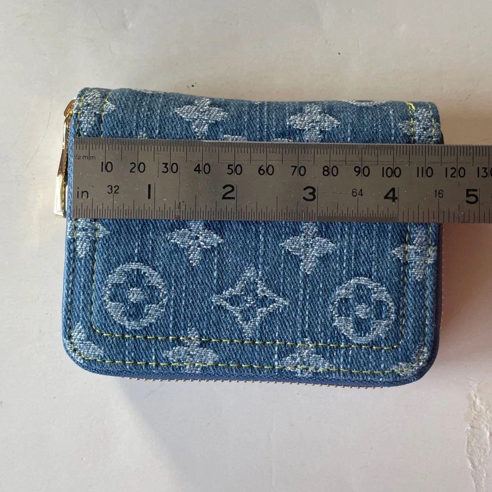 Blue Monogram Denim Remix Wallet Gold Hardware, card slots. Ref#lv20ppf